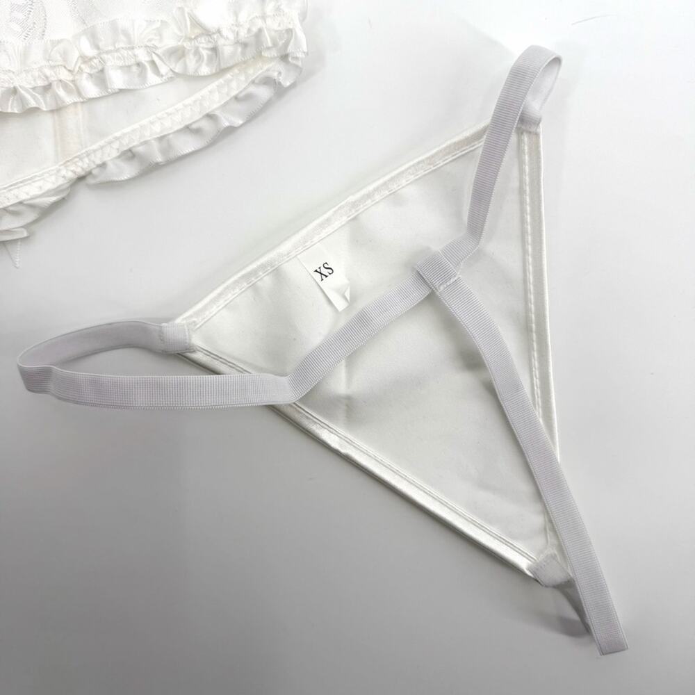 Apperloth A White Damask Lace Up Corset + G String Set Size XS - Picture 2 of 7